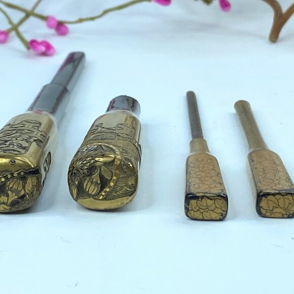 Japanese Kanzashi Kougai set of 2 Wooden Kimono Hair Ornament c1945 GS523 main image 5